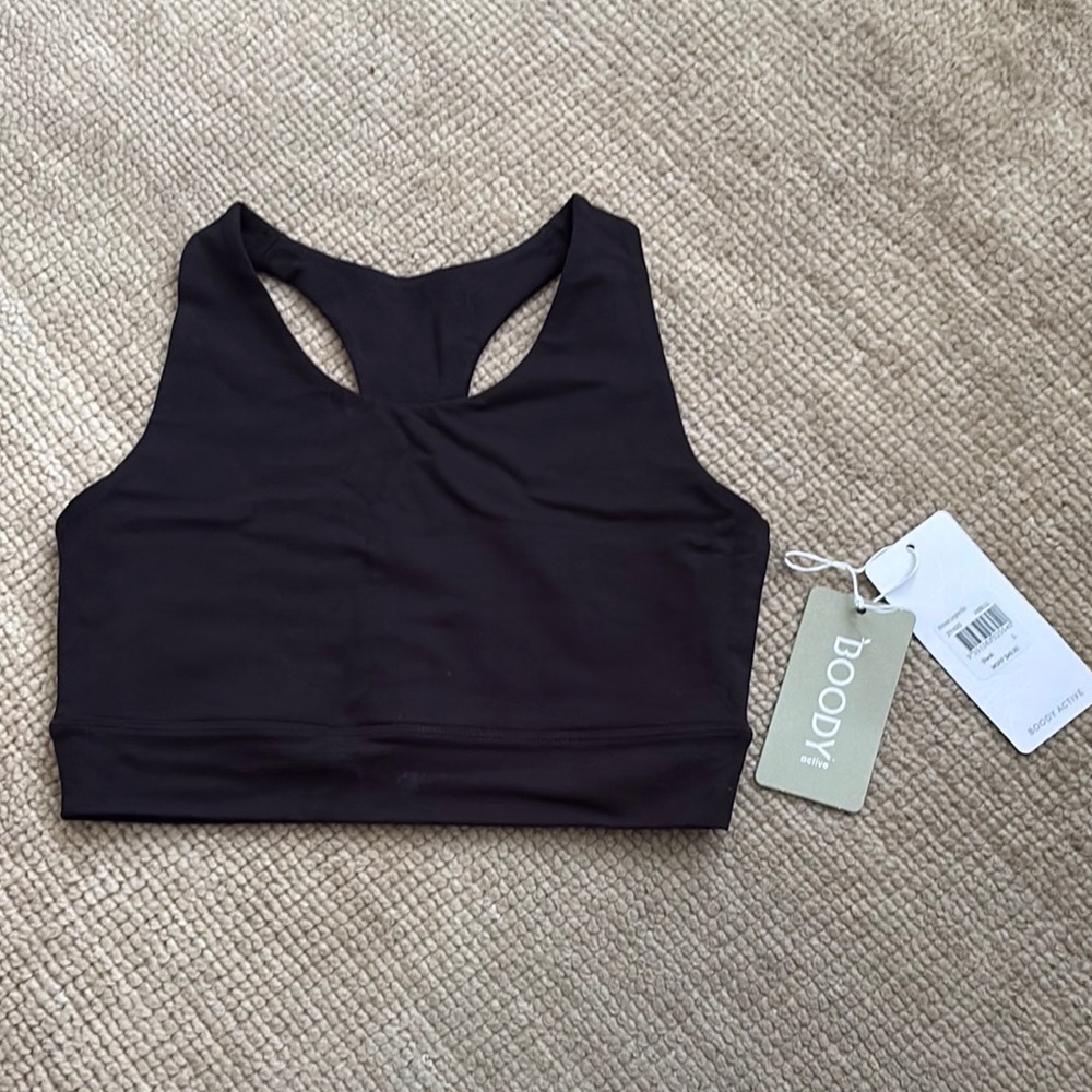 Boody Women's Black Sports Bra Size L NWT NEVER WORN
